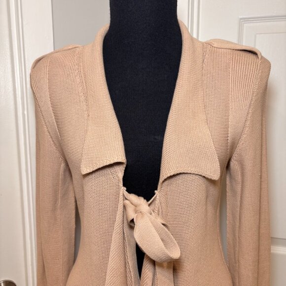 Sonia Rykiel Paris Beige Tie Cardigan, Sz 38 - Picture 3 of 6